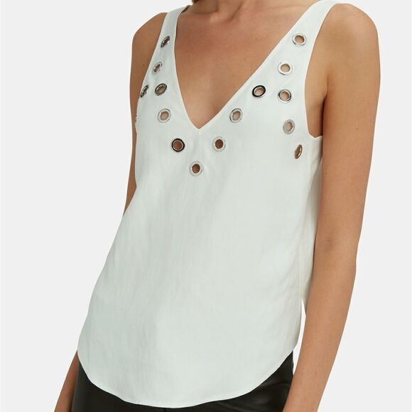 10 Crosby Derek Lam Matte Satin Grommet Tank 4 NEW - Picture 2 of 3